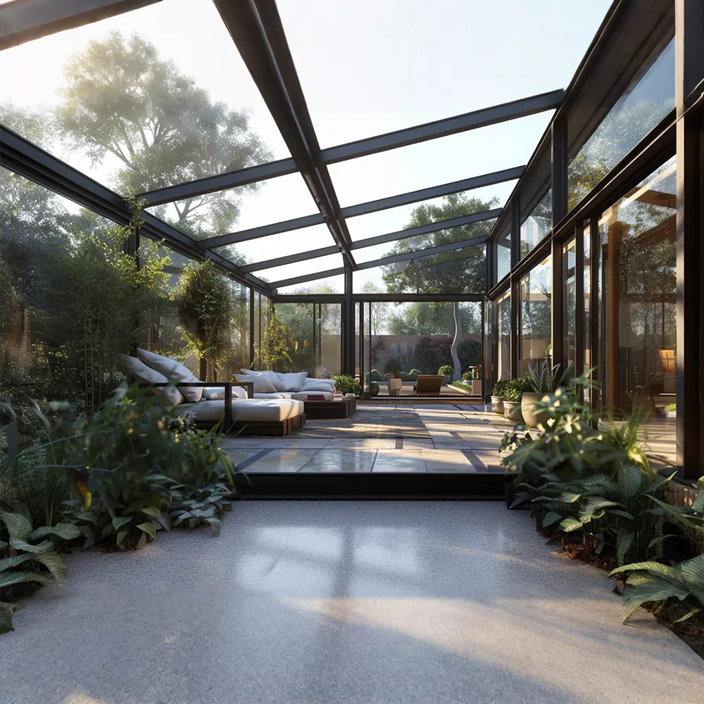 Слънчева стая с централни щори